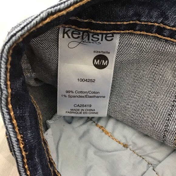 Kensie jeans mini dress button up denim skirt size medium front pocket dark blue - Picture 4 of 9